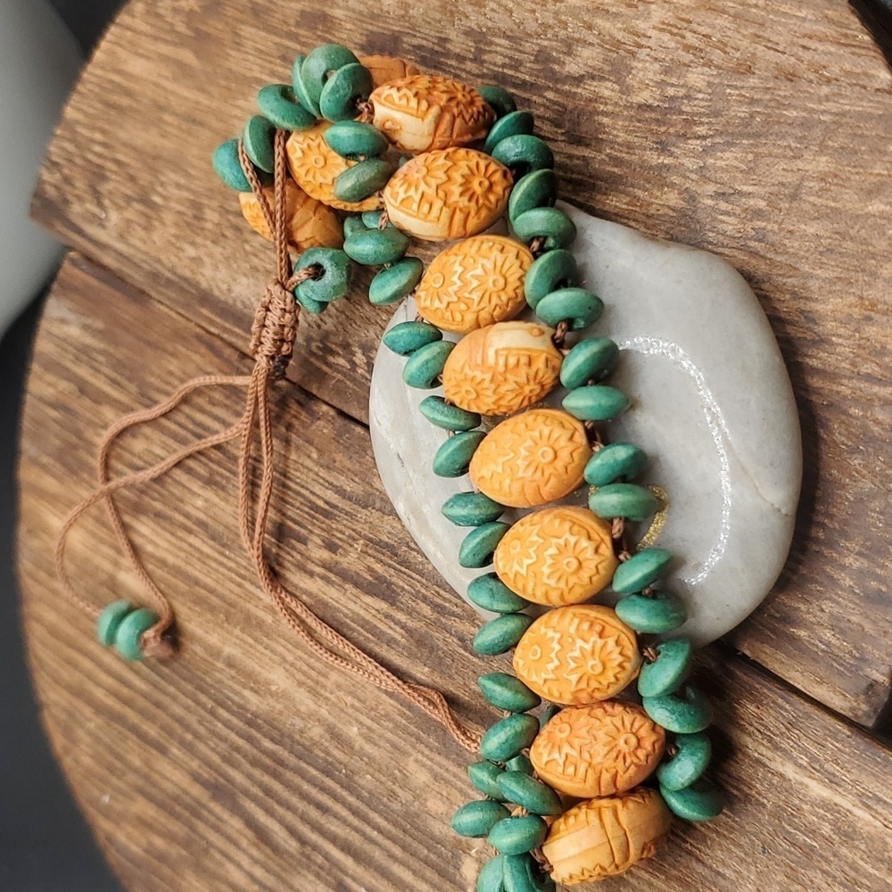 B2723 fruit orchard tiki carved bracelet‎